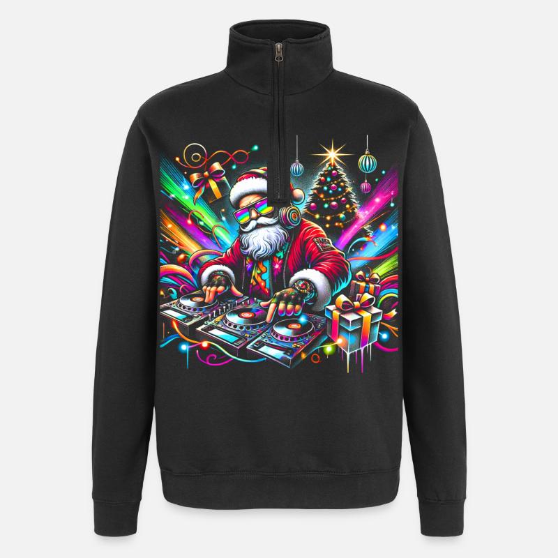 Neon Santa DJ Noël Pulse - Sweat à zip 1/4 - noir