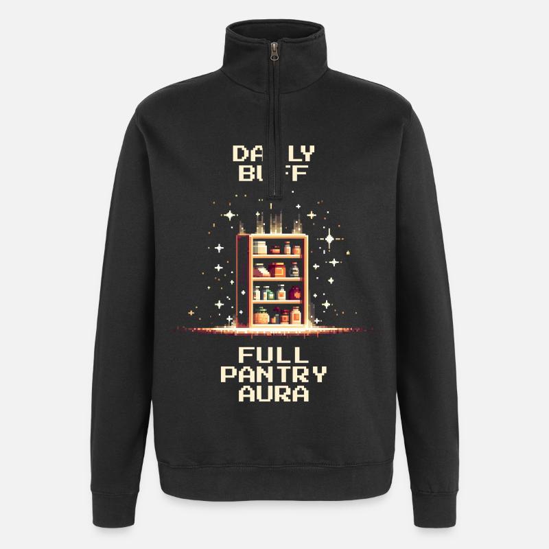 Garde-manger complet | Pixel Art - Sweat à zip 1/4 - noir
