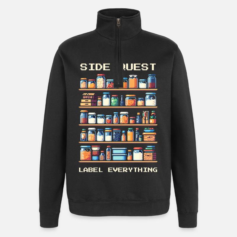 Side Quest | Alles beschriften - Quarter-Zip-Sweatshirt - Schwarz