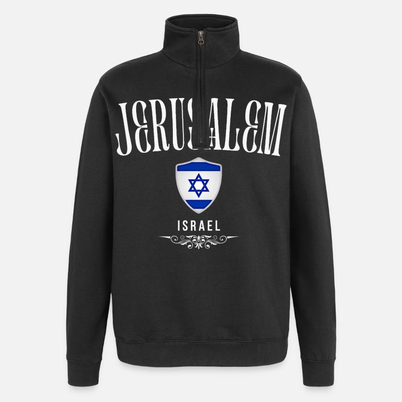 Souvenir Jerusalem, I love Jerusalem - Quarter-Zip Sweatshirt - black
