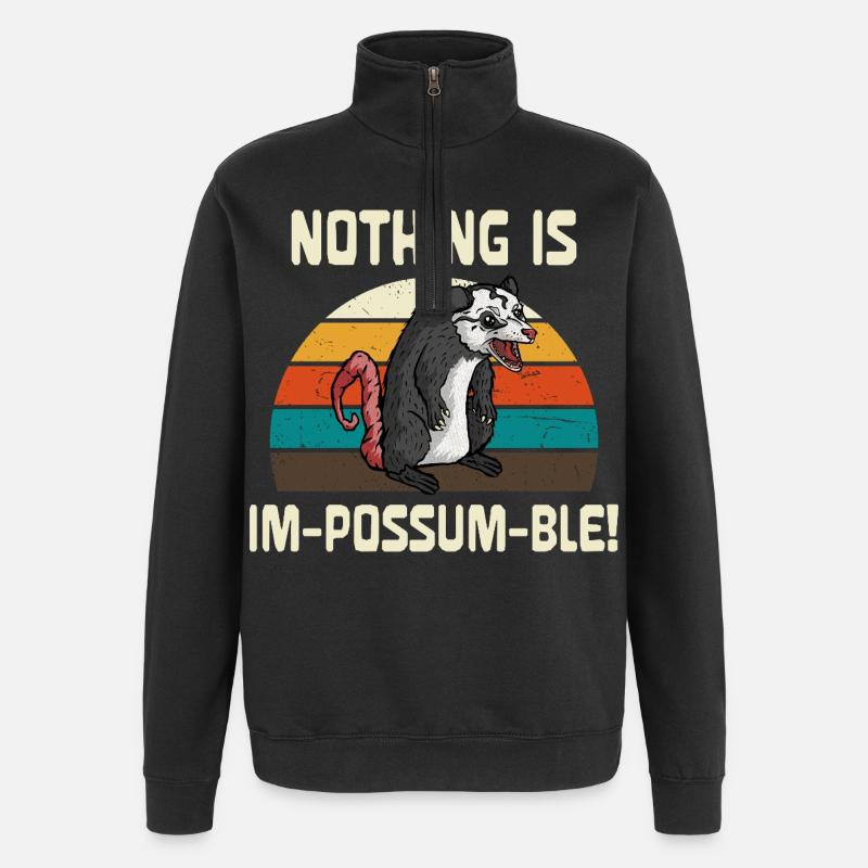 Nothing Is Um-Possum-ble Retro - Quarter-Zip Sweatshirt - black