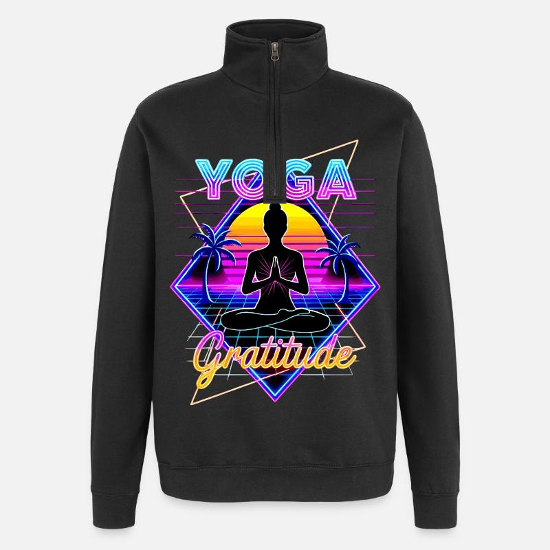 Neon Yoga Gratitude Rétro - Sweat à zip 1/4 - noir