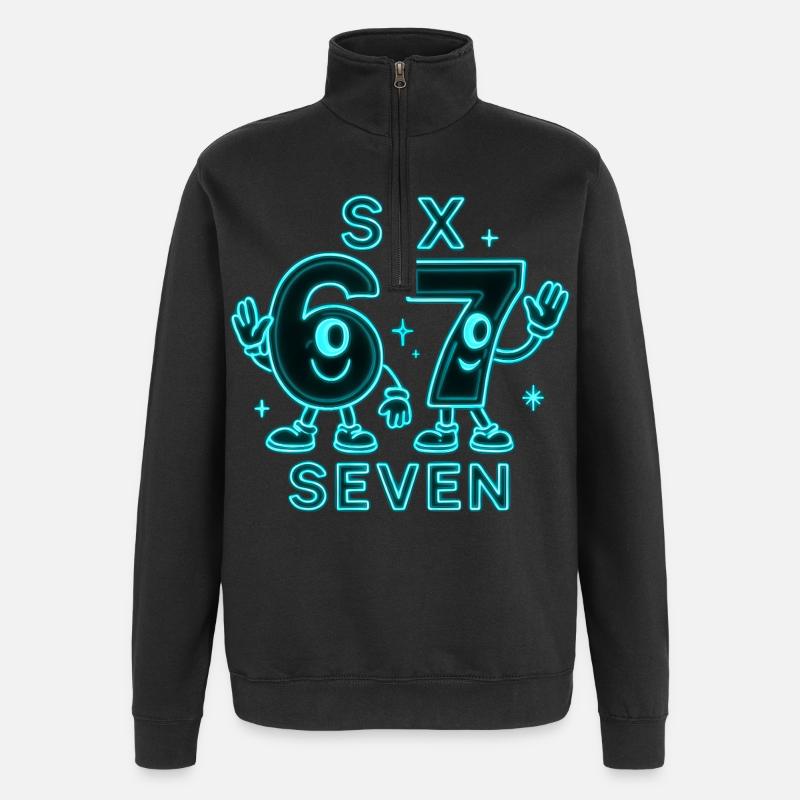 6 7 Sechs Sieben Meme Geschenk - Quarter-Zip-Sweatshirt - Schwarz