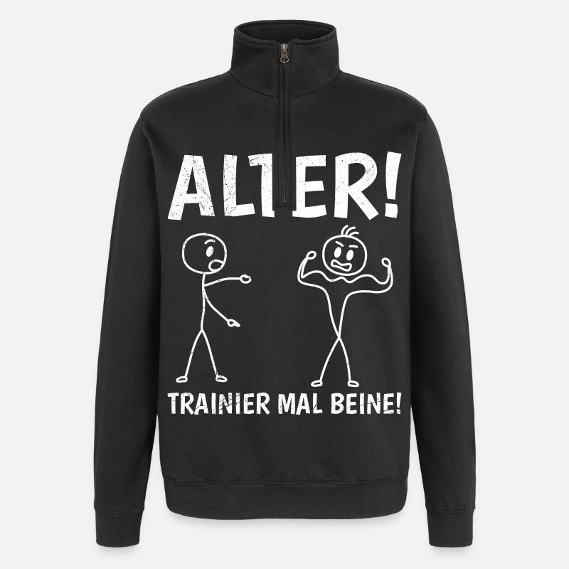 Strichmännchen TRAINIER MAL BEINE Lustiges - Quarter-Zip-Sweatshirt - Schwarz