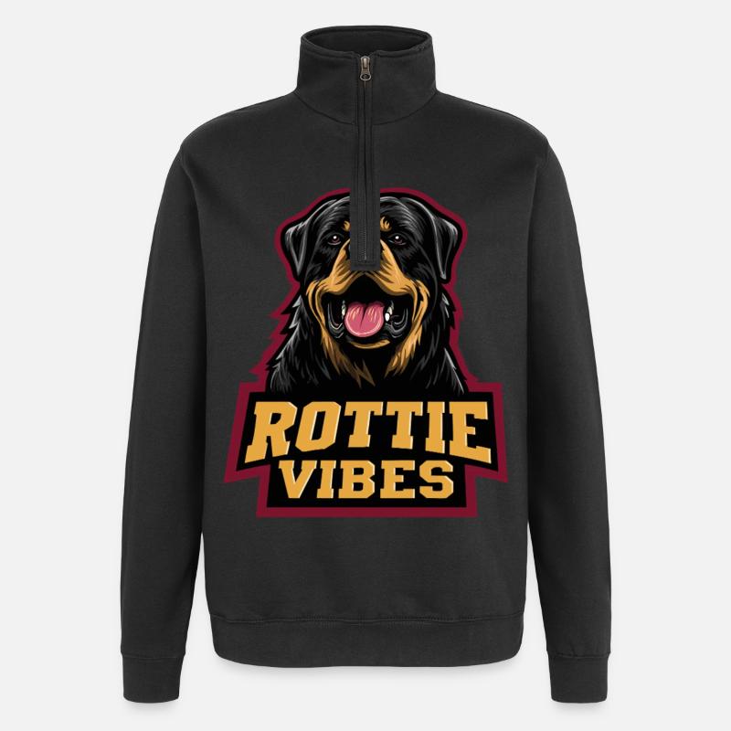 Rottweiler Kopf Rottie Vibes - Quarter-Zip-Sweatshirt - Schwarz