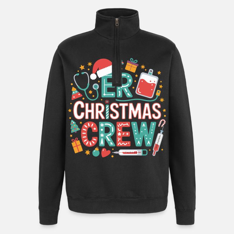 Équipe de Noël des infirmières - Sweat à zip 1/4 - noir