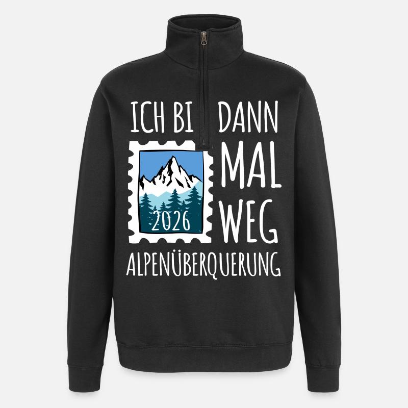Alpen Überquerung 2026 - Wandern - Quarter-Zip-Sweatshirt - Schwarz