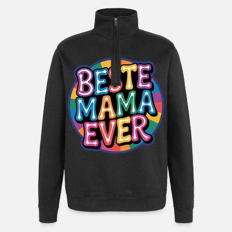 Beste Mama Ever Regenbogen Design - Quarter-Zip-Sweatshirt - Schwarz