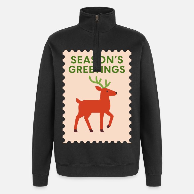 Weihnachtsgrüße Rentier Weihnachtskarte Design - Quarter-Zip-Sweatshirt - Schwarz