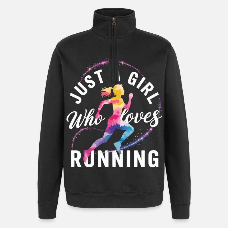 Fille aime courir Jogging Shirt - Sweat à zip 1/4 - noir