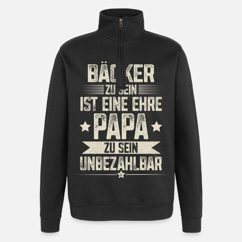 Bäcker Papa - Quarter-Zip-Sweatshirt - Schwarz