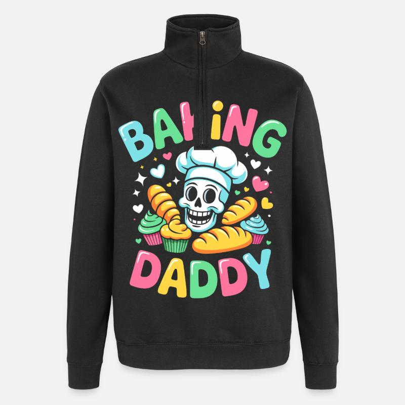 Baking Daddy Cooking Skull - Quarter-Zip Sweatshirt - black