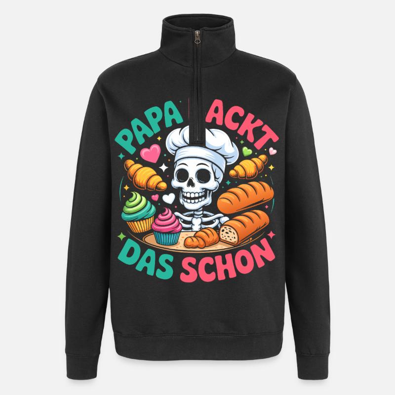 Dad's Baking Skeleton Chef - Quarter-Zip Sweatshirt - black