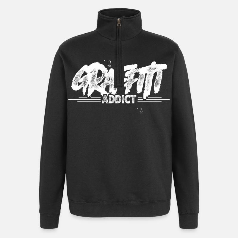 Graffiti - Sweat à zip 1/4 - noir