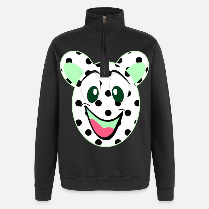 Laughing bear head with dots - Quarter-Zip Sweatshirt - black