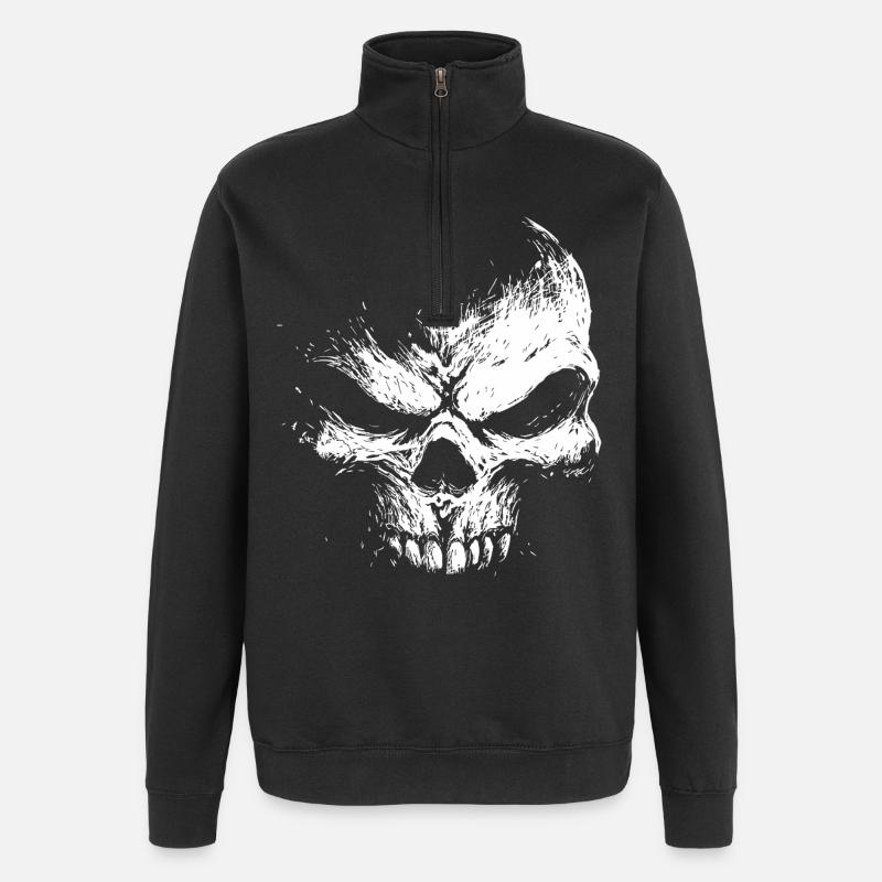 Evil Skull – Dark Grinning Beast - Quarter-Zip Sweatshirt - black