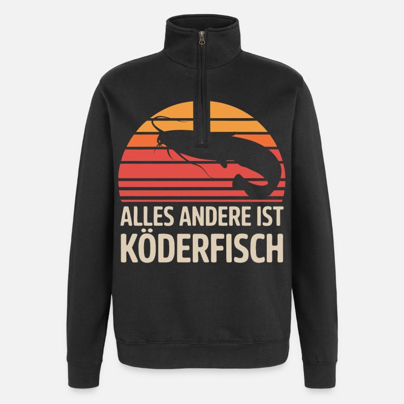 Catfish Angler – Everything Else Is Baitfish - Quarter-Zip Sweatshirt - black