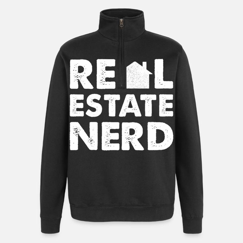 Nerd de l’immobilier - Sweat à zip 1/4 - noir