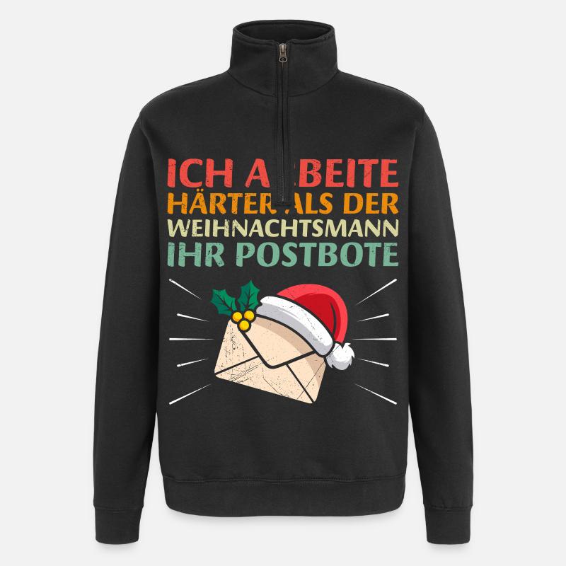 Postbote ARBEITE HÄRTER ALS DER WEIHNACHTSMANN - Quarter-Zip-Sweatshirt - Schwarz