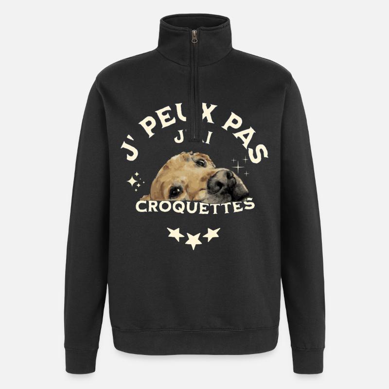 Ich kann nicht. Ich esse Trockenfutter. - Quarter-Zip-Sweatshirt - Schwarz