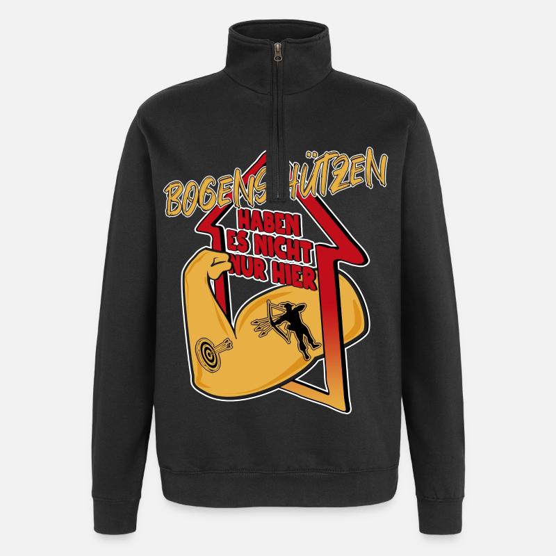 Bogen schießen - Quarter-Zip-Sweatshirt - Schwarz