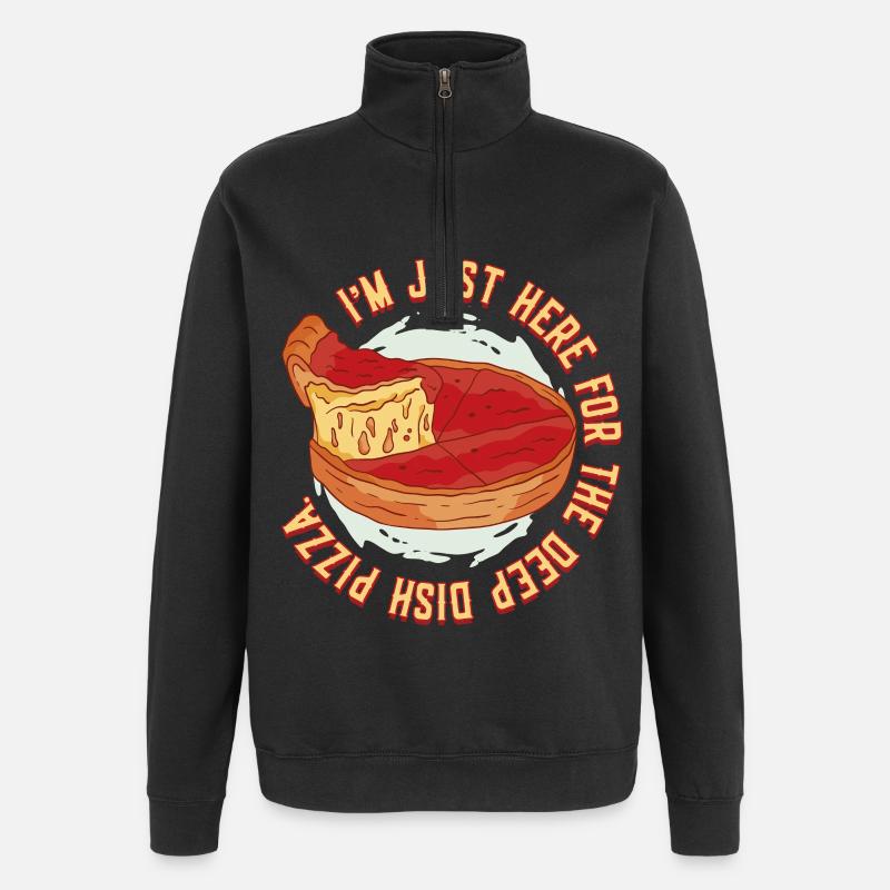 Deep Dish Pizza Chicargo - Quarter-Zip Sweatshirt - black