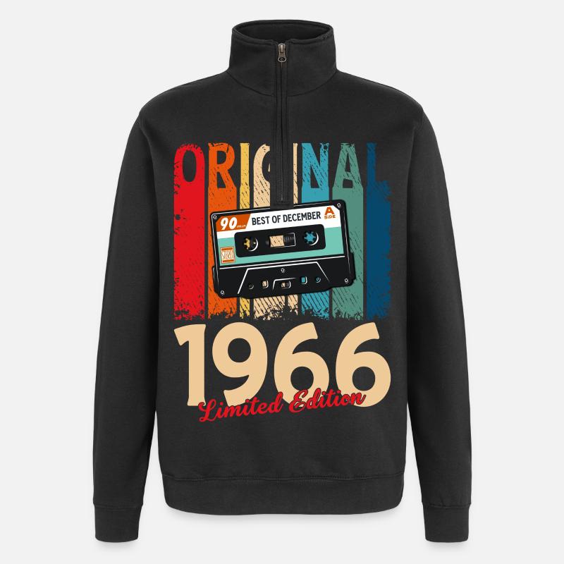 59th Birthday Cassette December 1966 - Quarter-Zip Sweatshirt - black
