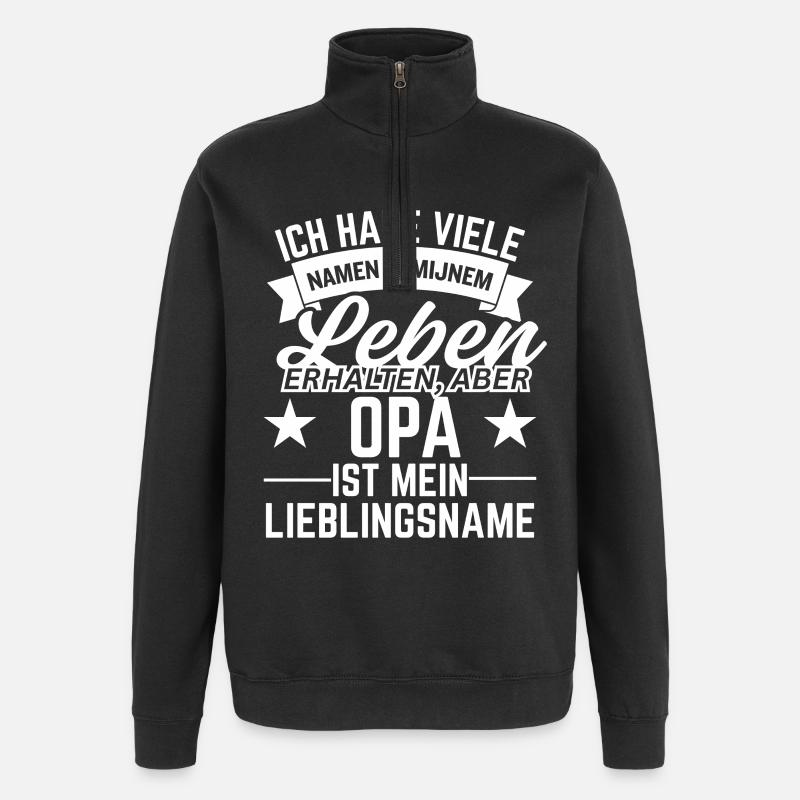 Grandpa Design – Mon prénom préféré - Sweat à zip 1/4 - noir