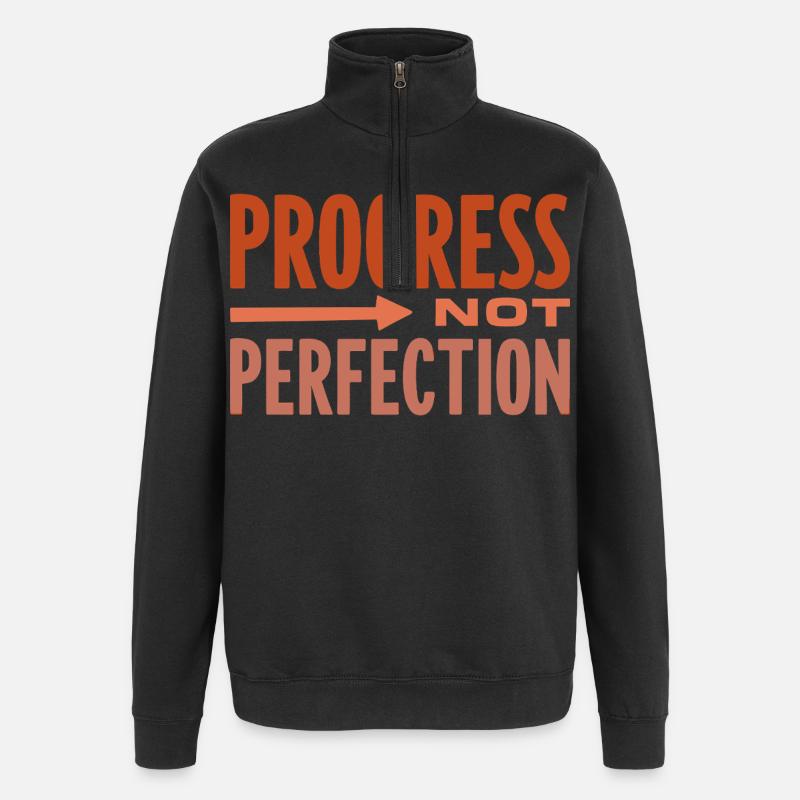 Progress Not Perfection Progress Counts - Quarter-Zip Sweatshirt - black