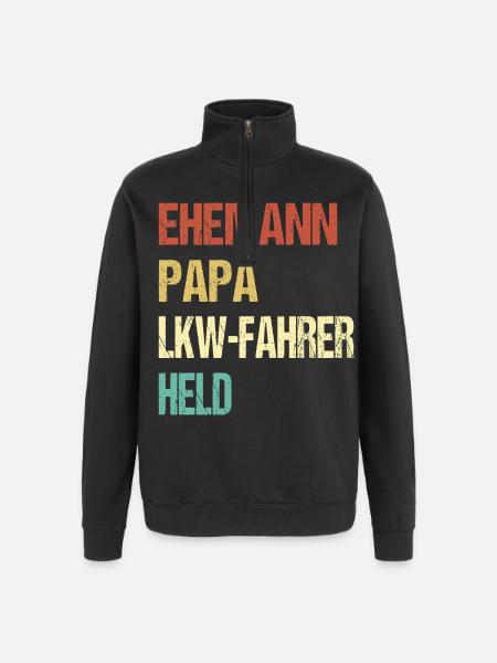 LKW Fahrer Papa - Quarter-Zip-Sweatshirt - Schwarz
