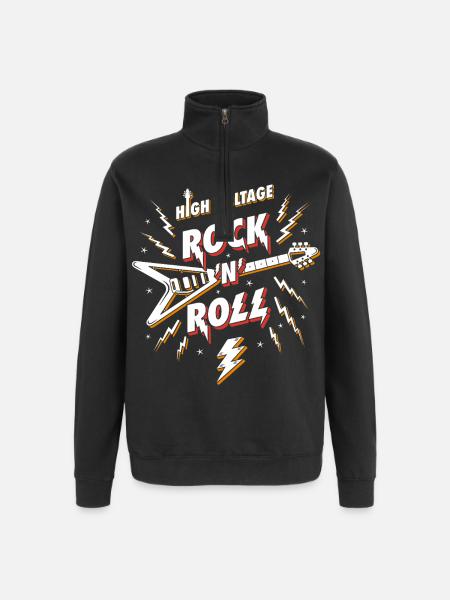 Hochspannungs-Rock'n'Roll-Gitarre - Quarter-Zip-Sweatshirt - Schwarz
