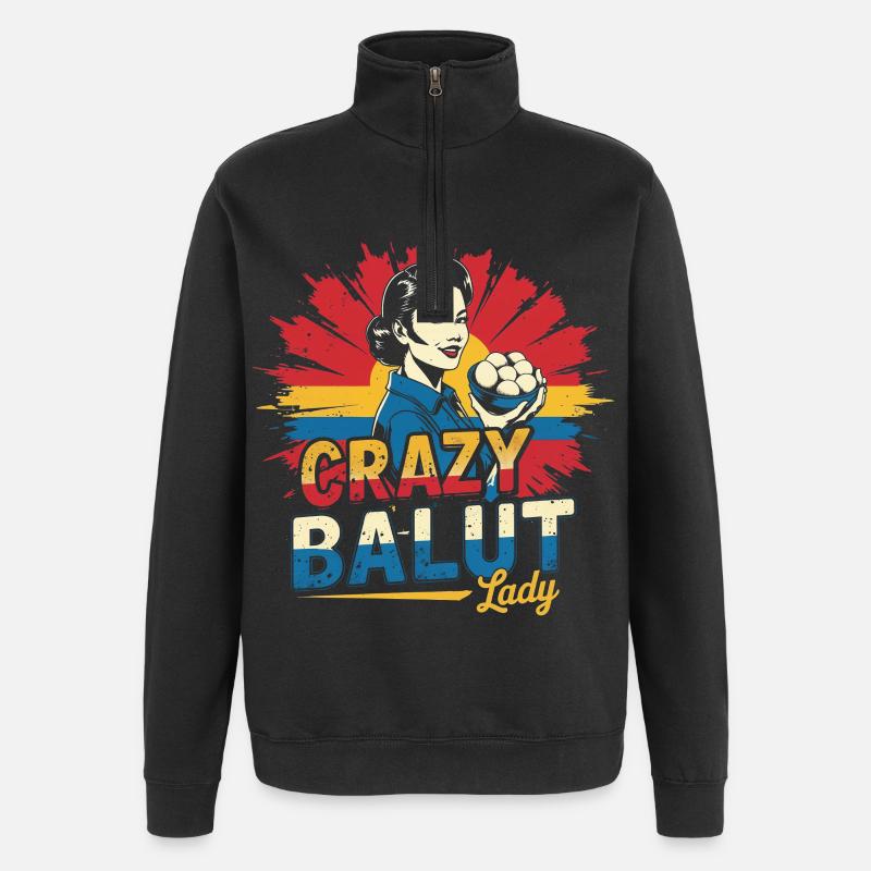 Crazy Balut Lady Philippines - Quarter-Zip Sweatshirt - black