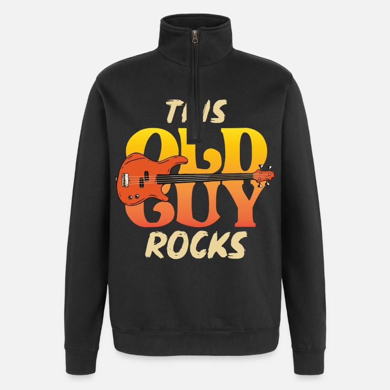 This Old Guy Rocks Guitar Tee - Quarter-Zip-Sweatshirt - Schwarz
