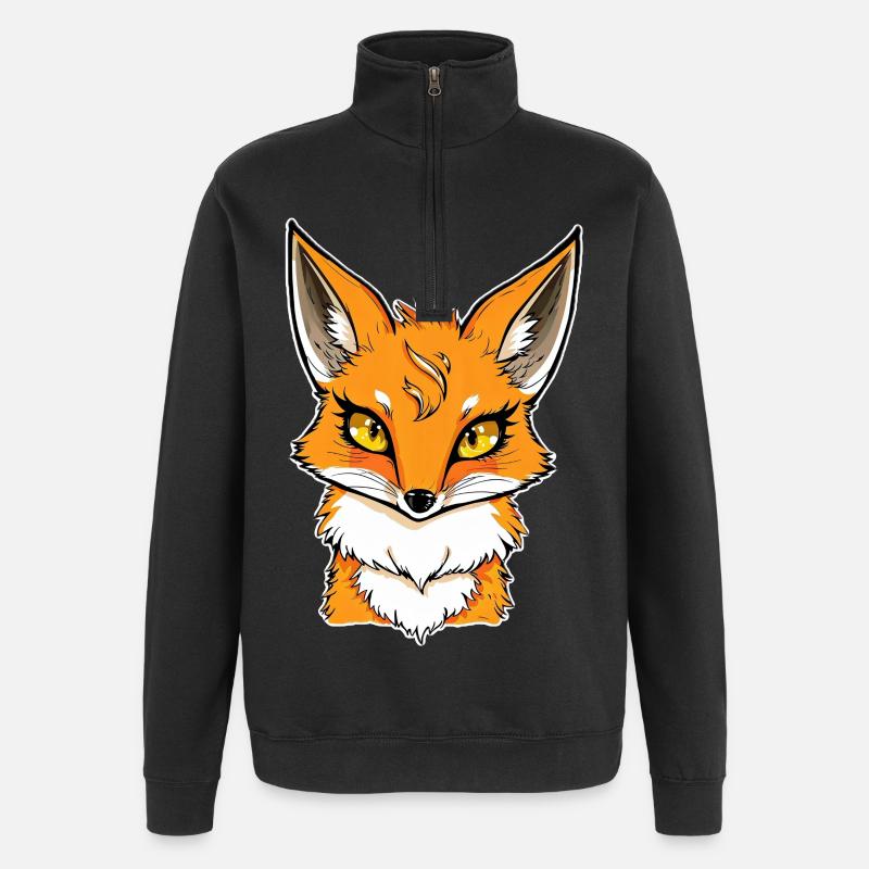 Illustration de bande dessinée Fox Head - Sweat à zip 1/4 - noir