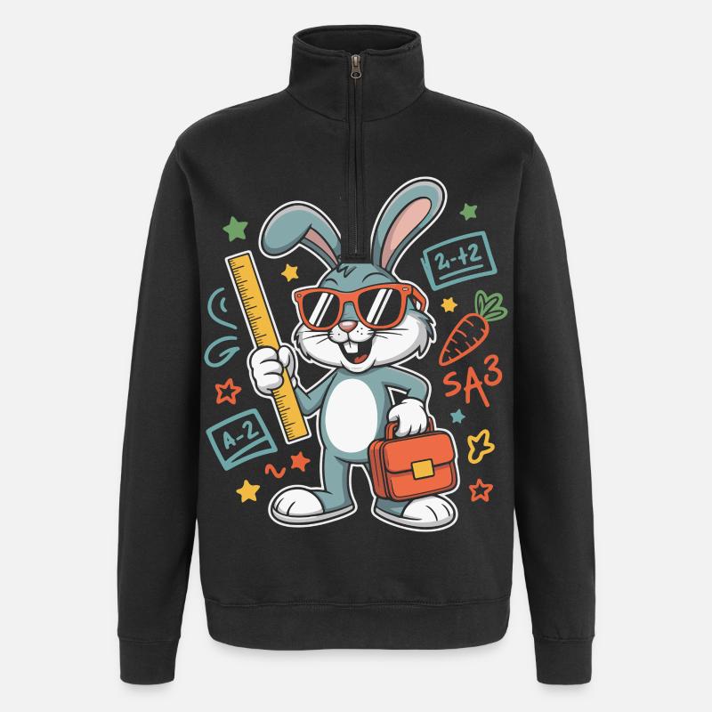 Lernbunny Schulabenteuer mit Brille - Quarter-Zip-Sweatshirt - Schwarz