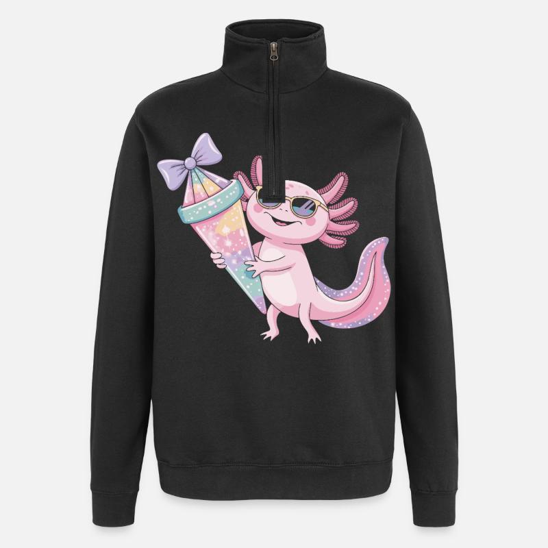 Fête glace Pink Axolotl - Sweat à zip 1/4 - noir