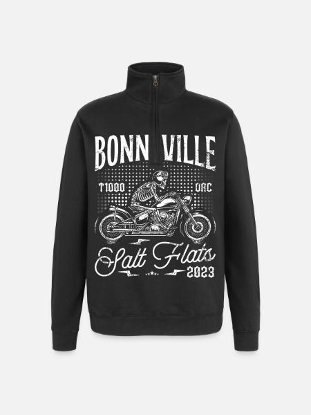 Bonneville Salt Flats Motorcycle Birthday 2023 - Quarter-Zip Sweatshirt - black