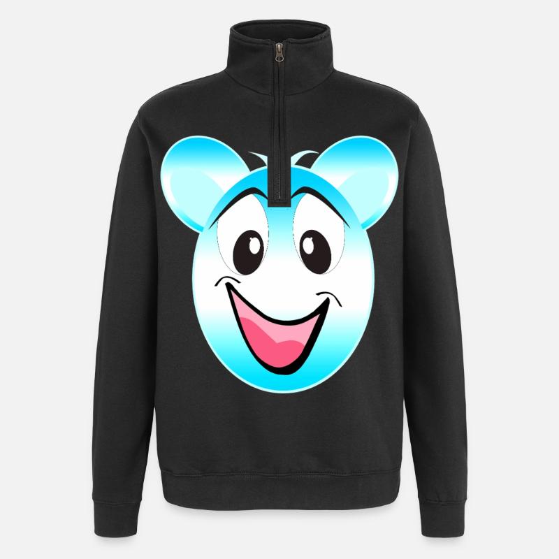 Mascotte joyeuse de l’ours bleu-blanc - Sweat à zip 1/4 - noir