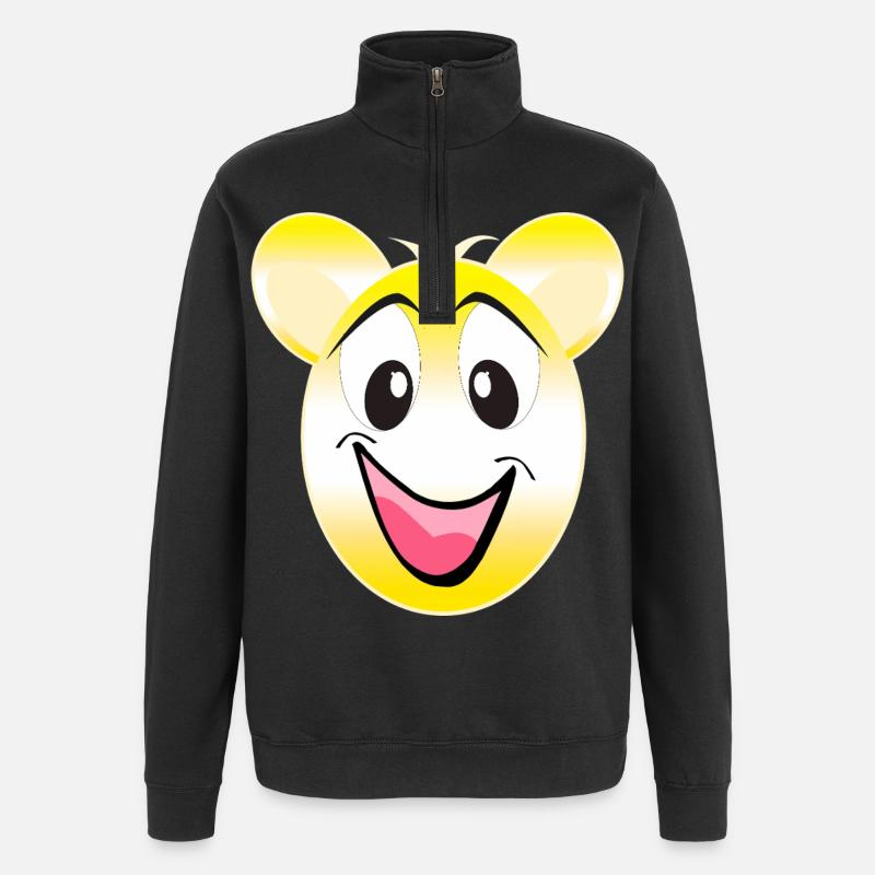 Ours jaune souriant heureux - Sweat à zip 1/4 - noir