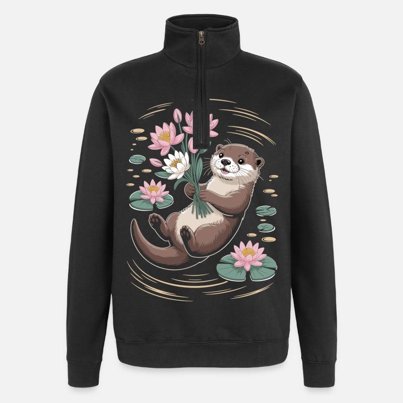 T-shirt Otter avec des fleurs - Sweat à zip 1/4 - noir