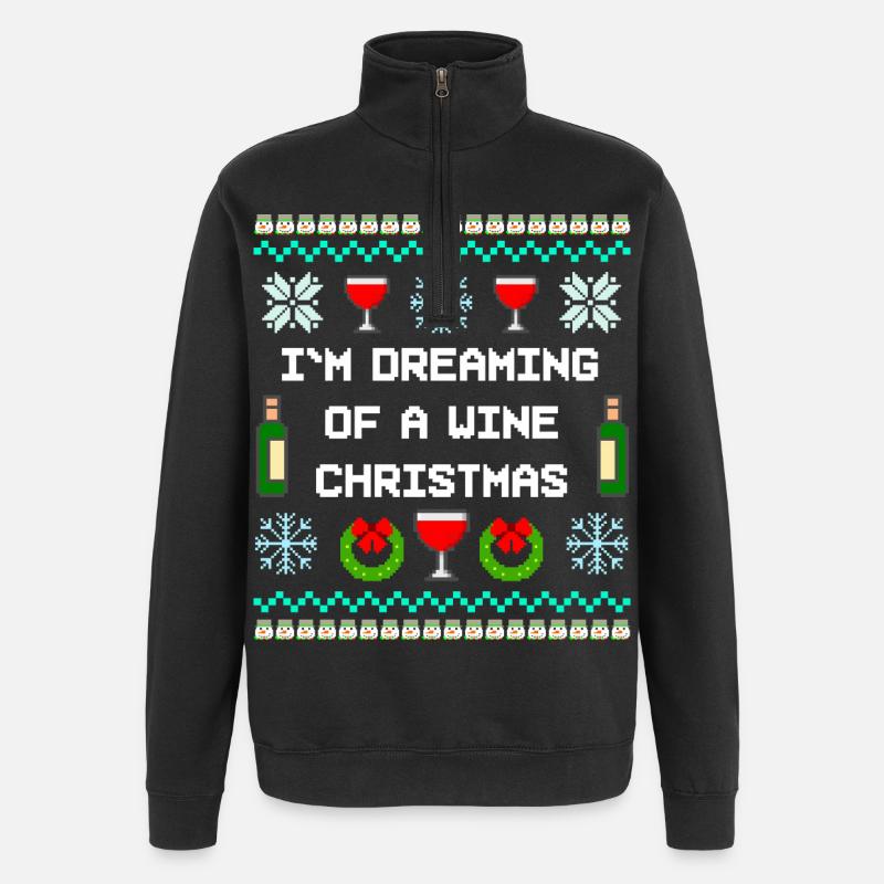 Vin, Noël, Vilain Noël - Sweat à zip 1/4 - noir