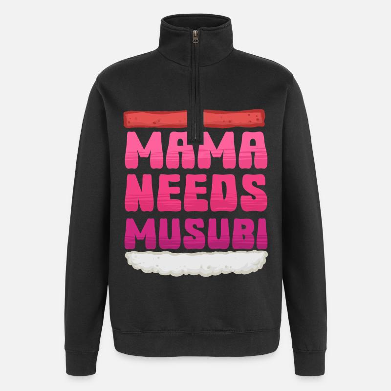 Mama Needs Musubi - Quarter-Zip Sweatshirt - black