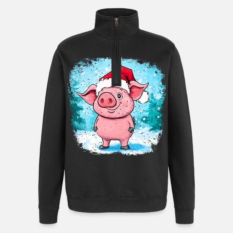 Noël cochon - Sweat à zip 1/4 - noir