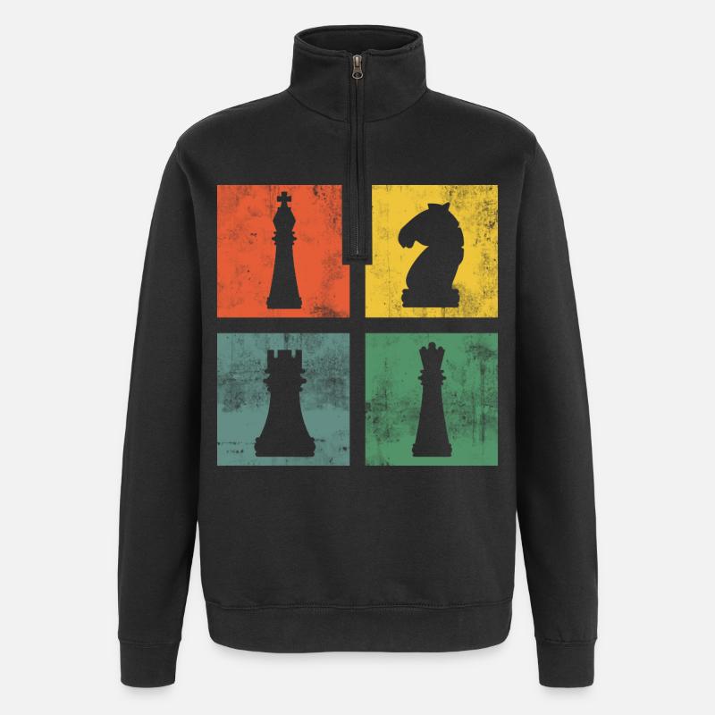 Échecs Pièces d’échecs Joueurs d’échecs - Sweat à zip 1/4 - noir
