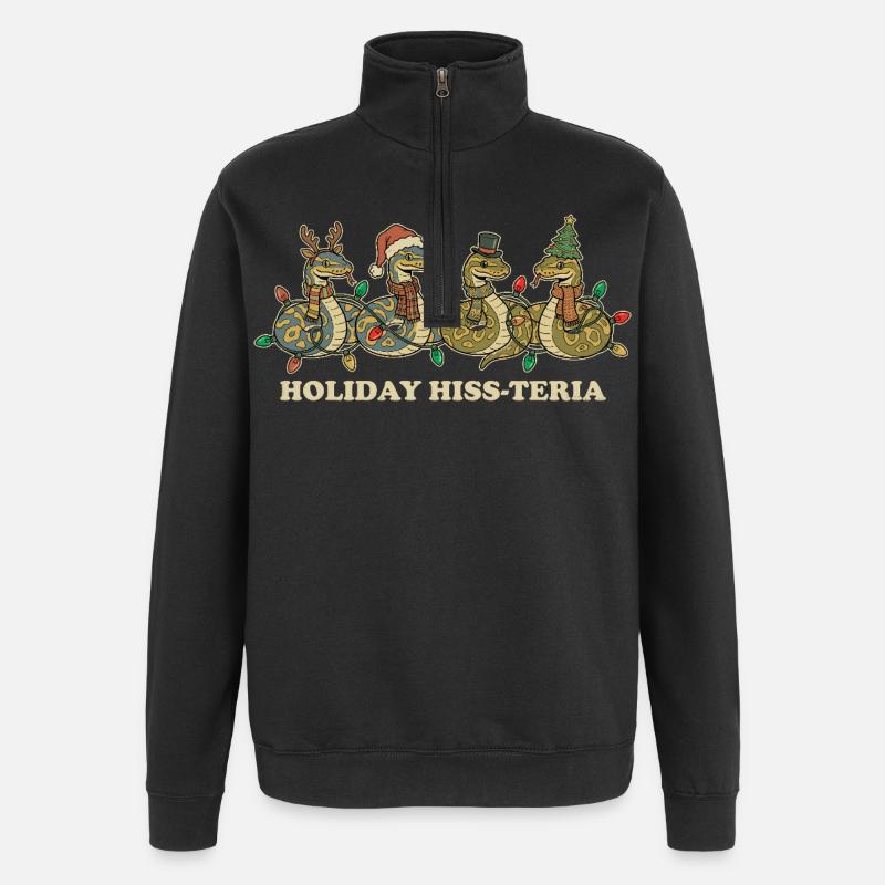 King Python Christmas Lights Gift - Quarter-Zip Sweatshirt - black