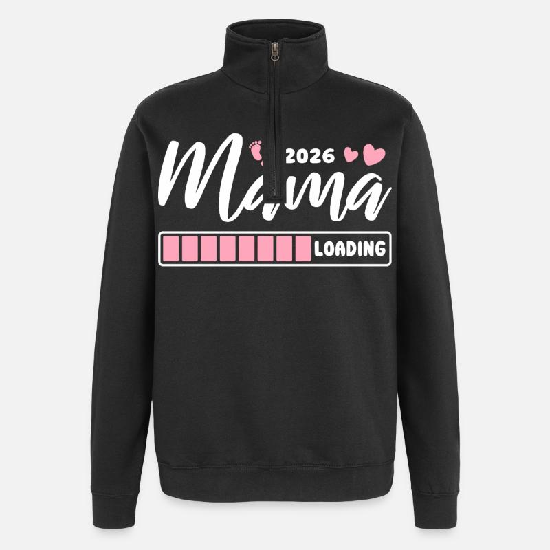Mama 2026 loading - Schwangerschaft - Geschenk - Quarter-Zip-Sweatshirt - Schwarz