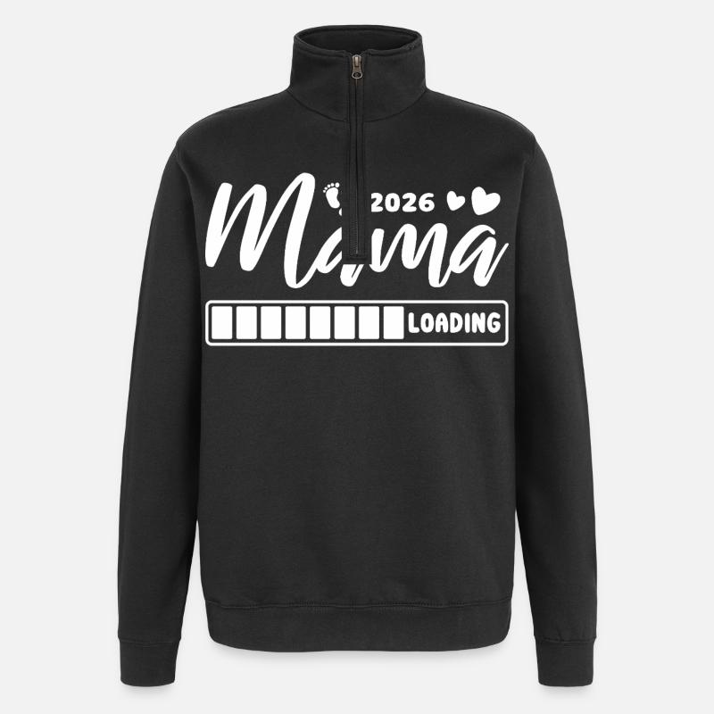 Mama 2026 loading - Schwangerschaft - Geschenk - Quarter-Zip-Sweatshirt - Schwarz
