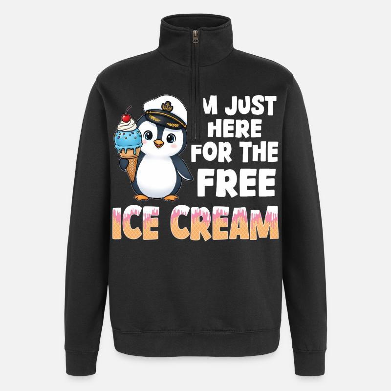 Pinguin-Kapitän Tee - Quarter-Zip-Sweatshirt - Schwarz