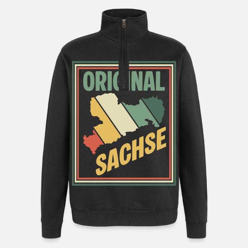 Carte originale de la Saxe - Sweat à zip 1/4 - noir