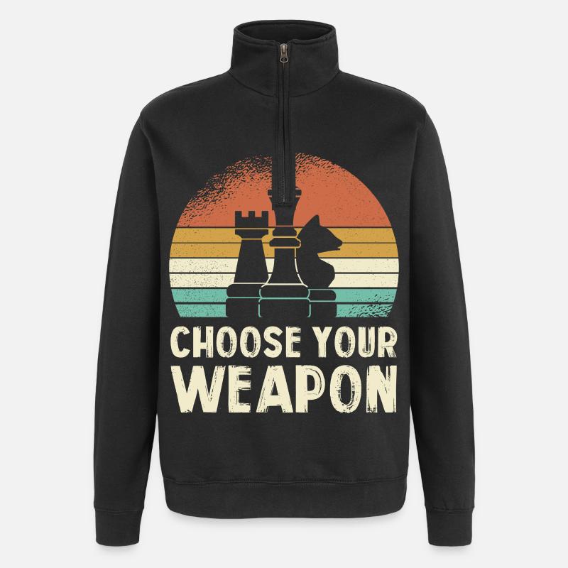 Tirage rétro d’arme d’échecs - Sweat à zip 1/4 - noir